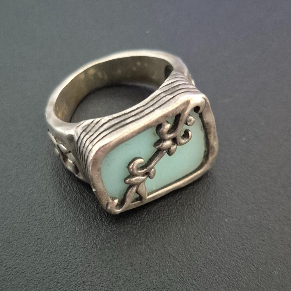 Retired Silpada Silver and Blue Quartz with scrolling Vine designs Size 7